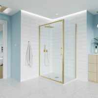 Душевой угол раздвижной E1-SP-G-130100-01-C9 1300х1000x1950 Цвет профиля Золото брашинг Стекло  Прозрачное Veconi