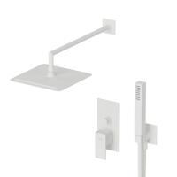 Душевая система с переключателем для верхнего и ручного душа, верхний душ из стены, квадратный 30 см, материал металл  PORTA-DSIPQ-30-BIO Белый матовый ручка  Белый матовый Cezares