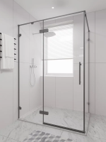 Душевой угол распашной 1300х1000x2000 цвет профиля Графит брашинг стекло прозрачное осветленное AL-SP-130100-00-GR-C4 Premium Veconi