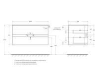 Тумба под раковину с двумя выдвижными ящиками ELETTRA 100x51x55 Grafite 55526 CEZARES