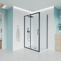 Душевой угол раздвижной E1-SP-B-14080-01-C9 1400х800x1950 Цвет профиля Чёрный матовый Стекло  Прозрачное Veconi