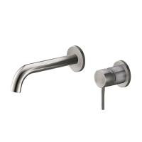 Смеситель для раковины без донного клапана встраиваемый, на два отверстия, нержавеющая сталь, исполнение сатин  ETN-BLVM-2-IN BelBagno