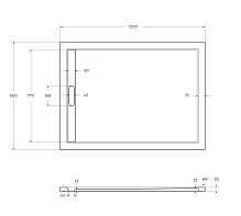 Поддон литой из искусственного мрамора, прямоугольный TRAY-AS-AH-120/90-30-W 1200x900x30 Cezares